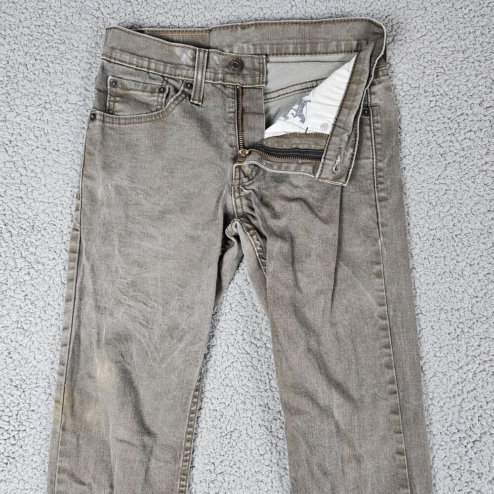 Levis 511 Jeans Men 27x29 Denim Khaki Stonewash Slim Fit Taper Distress Marbling